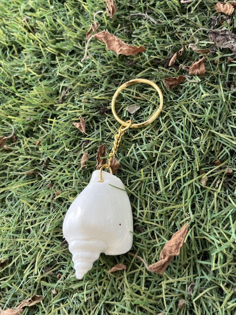 TULIP Traditional Artisians' Upliftment Livelihood Program Natural White Selenite Crystal Keychain, Gold-Plated Ring Holder, Raw Gemstone Accessory