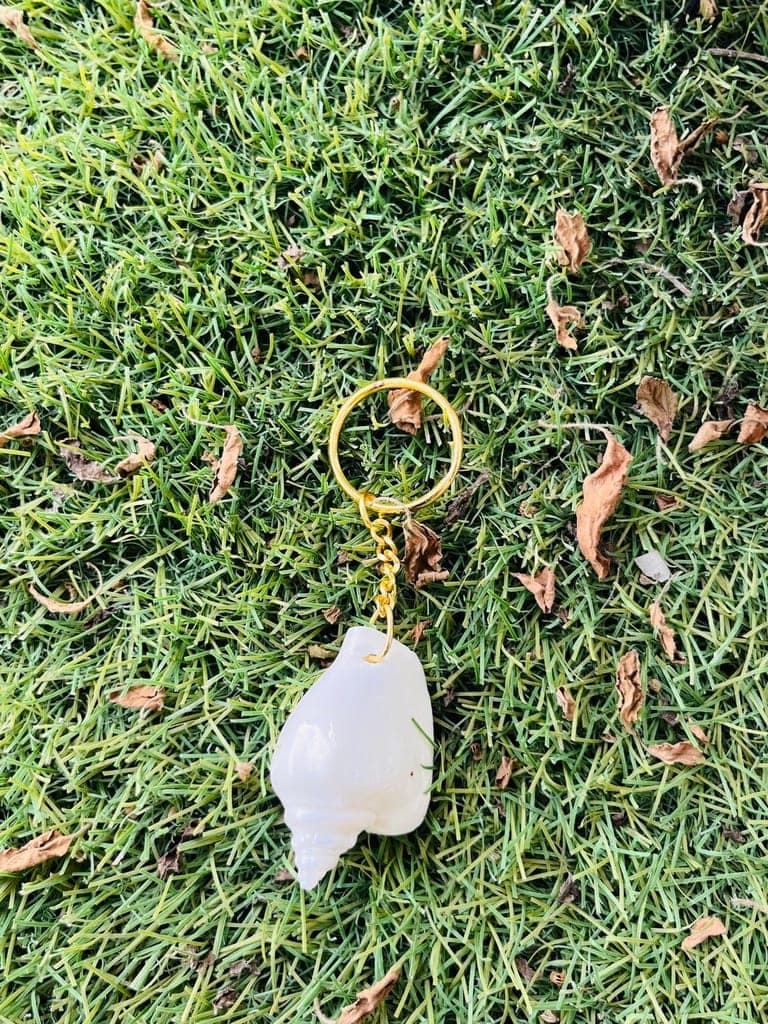 TULIP Traditional Artisians' Upliftment Livelihood Program Natural White Selenite Crystal Keychain, Gold-Plated Ring Holder, Raw Gemstone Accessory view 3