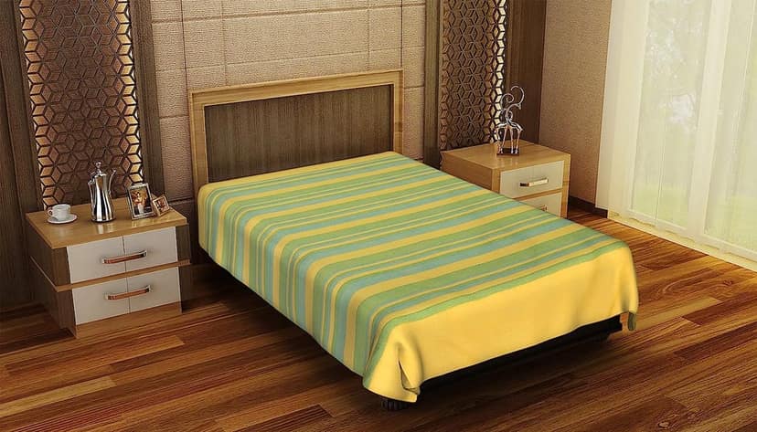 Baghpat Fabs 90 TC Handloom Striped Cotton Single Flat Bedsheet (Multicolour, 229 x 152 cm)