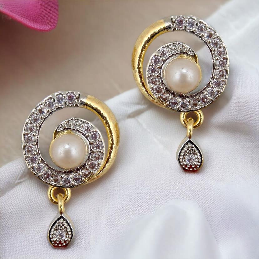 Lucky Jewellery 18K Gold Plated American Diamond (AD) White Color Combo Pendant Set with Earring, Bracelet, & Ring.(332-P4SA-1510-W) view 2
