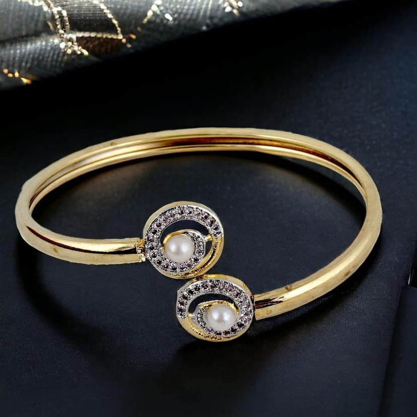 Lucky Jewellery 18K Gold Plated American Diamond (AD) White Color Combo Pendant Set with Earring, Bracelet, & Ring.(332-P4SA-1510-W) view 3