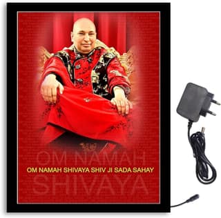 NOKKES Jai Guru Ji Bade Guru ji Sawroop Guru Ji Light Photo Frame 8X10 inch Led Light photo Frame With Light Adaptor Led Light Photo Frame Black Color Photo Frame_AQW229