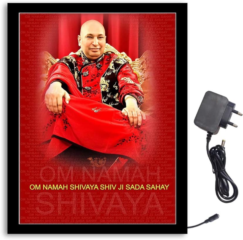 NOKKES Jai Guru Ji Bade Guru ji Sawroop Guru Ji Light Photo Frame 8X10 inch Led Light photo Frame With Light Adaptor Led Light Photo Frame Black Color Photo Frame_AQW229
