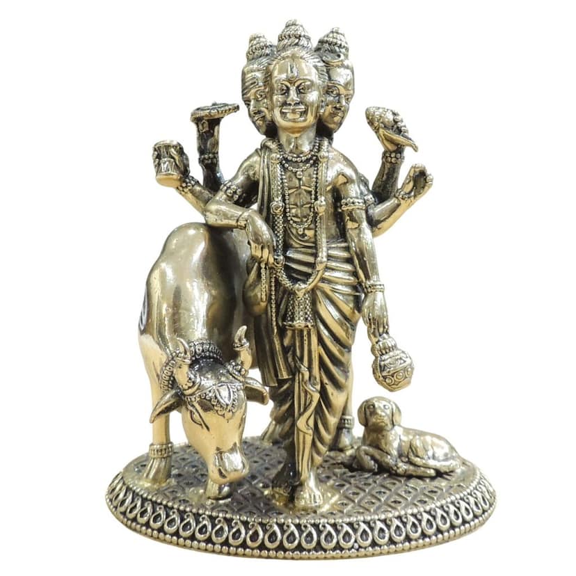 Brass Dattatreya God Idol Statue, Height : 5.5 Inch (BSMAS1882 D) view 2