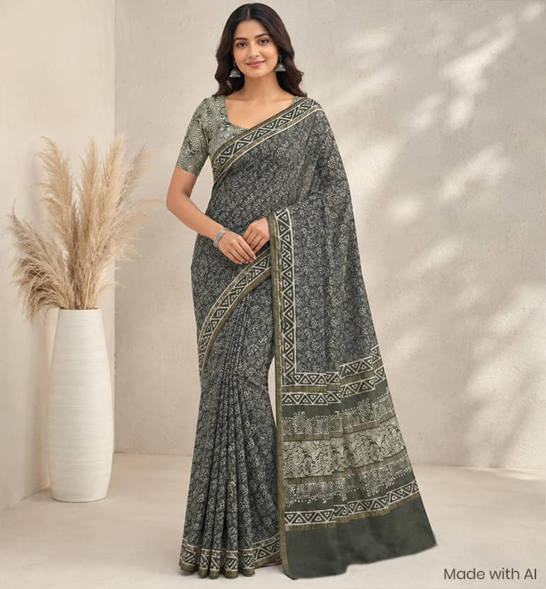 Handcrafted Batik Silk Cotton Saree view 7