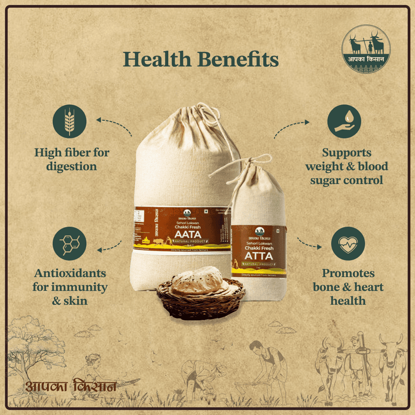 APKA KISAN | SEHORI ATTA | FLOUR | SEHORI LOKWAN CHAKKI FRESH ATTA | STONE GRINDED | NO PRESERVATIVES | FARMERS OF SEHORE, MADHYA PRADESH view 5