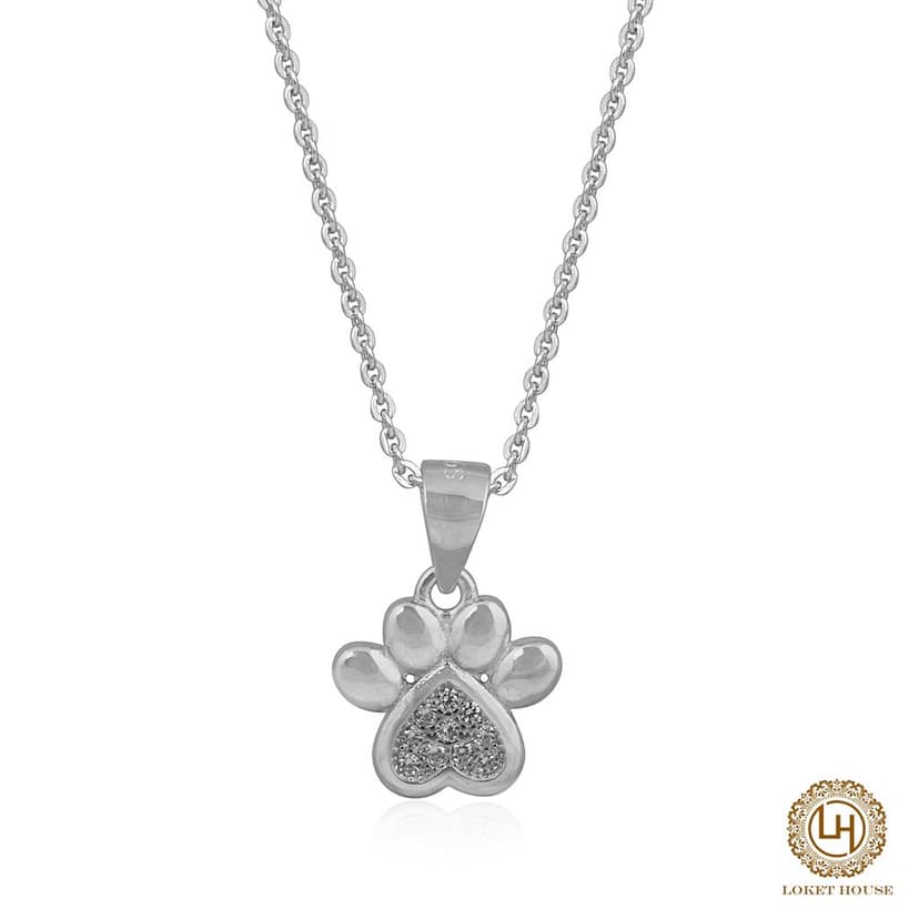 A elegant and lucky 925 sterling silver cat paw pendant view 2