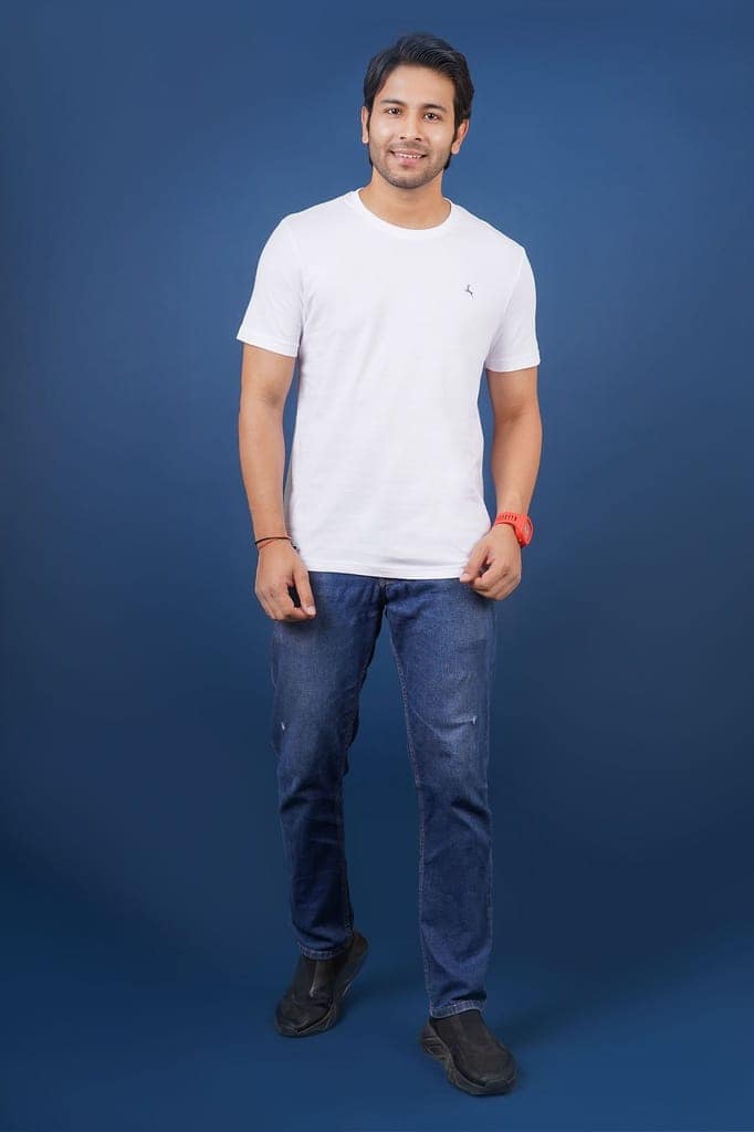 Men's White S/J Crew Neck view 2