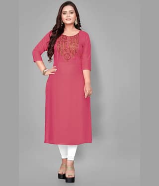 RIAANA - Pink Rayon Women's Straight Kurti ( Pack of 1 )