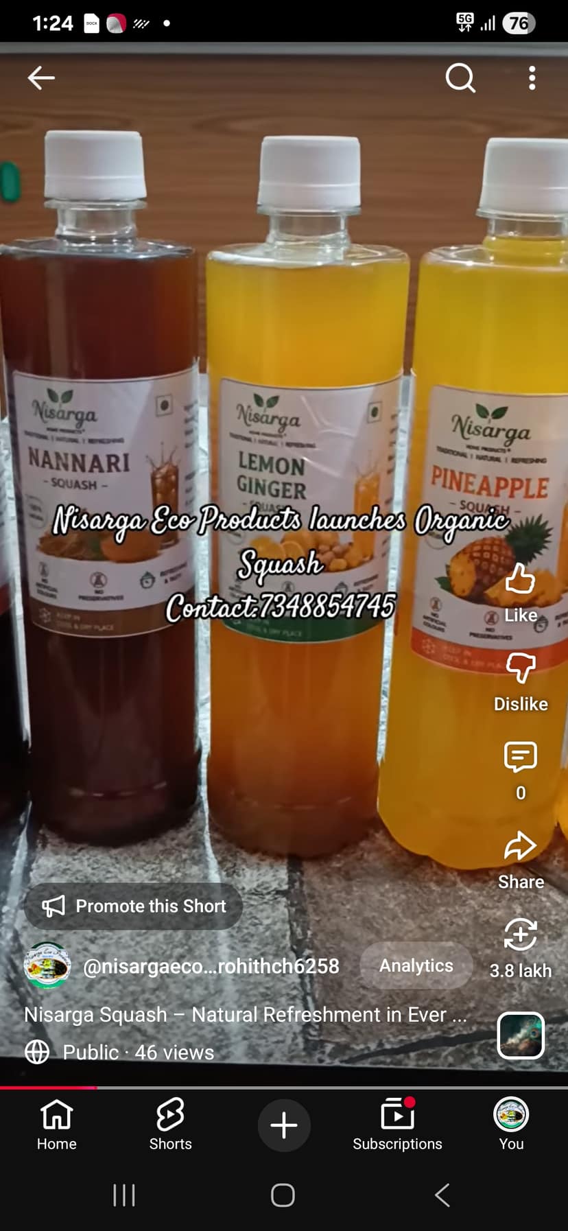 Nisarga Nanaari Squash (Bottle) view 3
