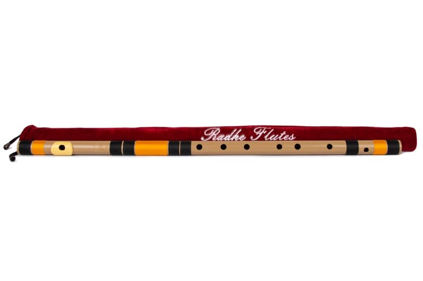 Radhe Flutes PVC Fiber F Sharp Bansuri Base Octave RIGHT Handed With VELVET COVER