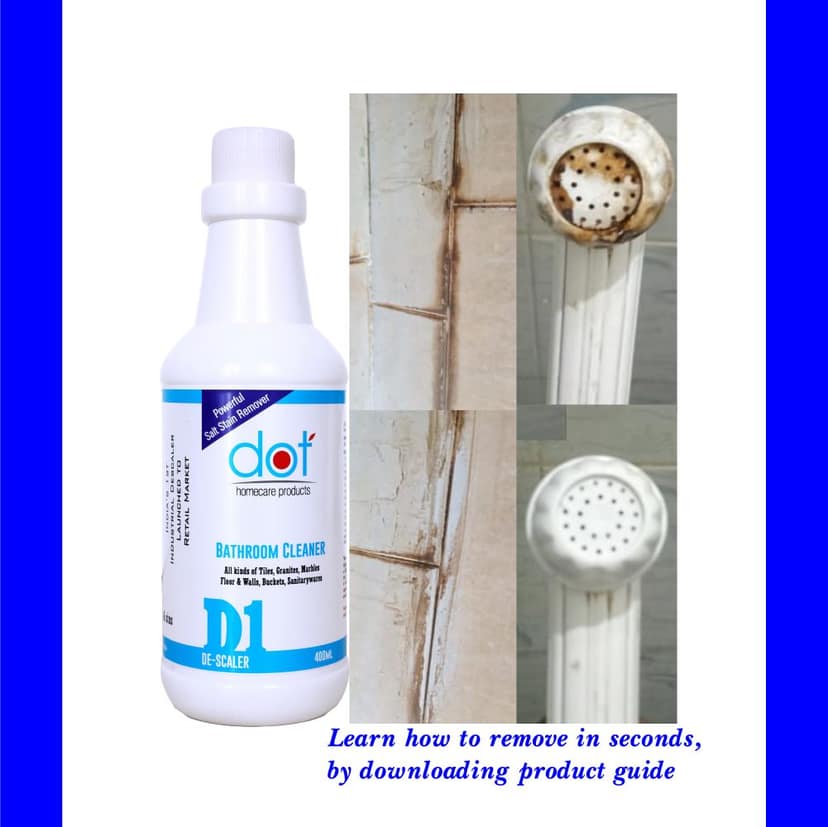 DOT Bathroom Tiles Cleaner Descaler, 400ml, Remove heavy salt stains, hard water marks, lime scale, calcium, soap scum, mold, rust and fungus on Walls, Floors -Strong Acid with ZERO FUMES & SMELL view 6