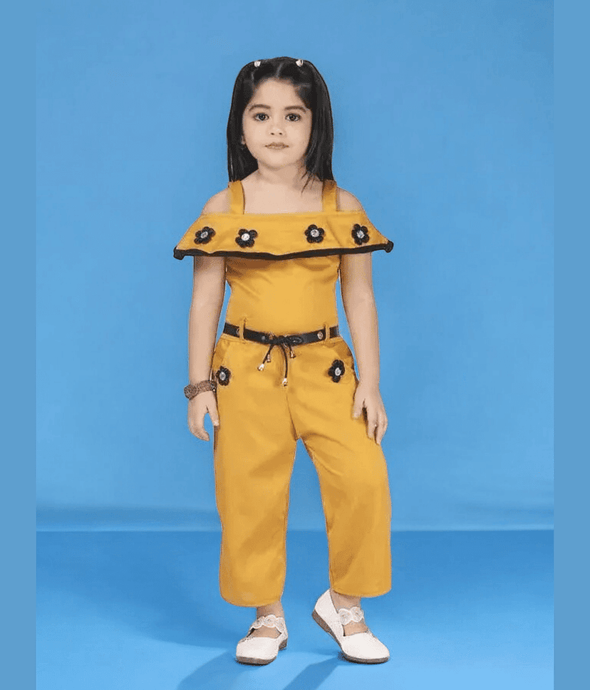 Mullick the designer Girls Crepe Jumpsuit ( Pack of 1 , Blue )
