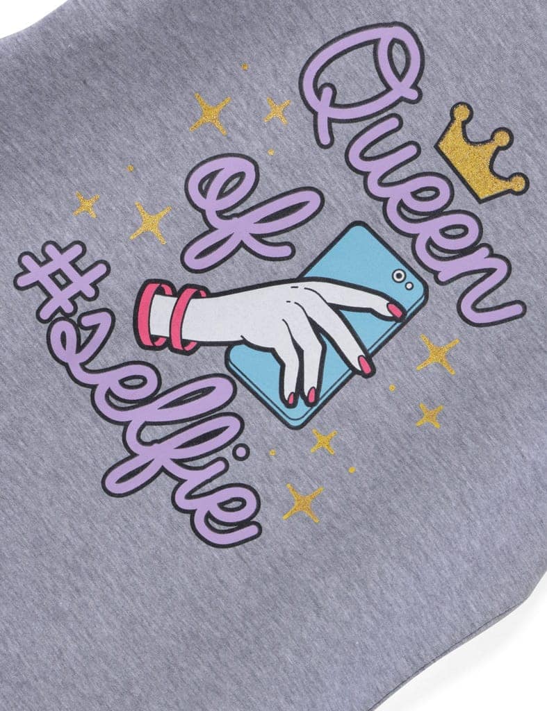 Girls T shirt Cotton Grey Heather Melange Queen of Selfie view 3