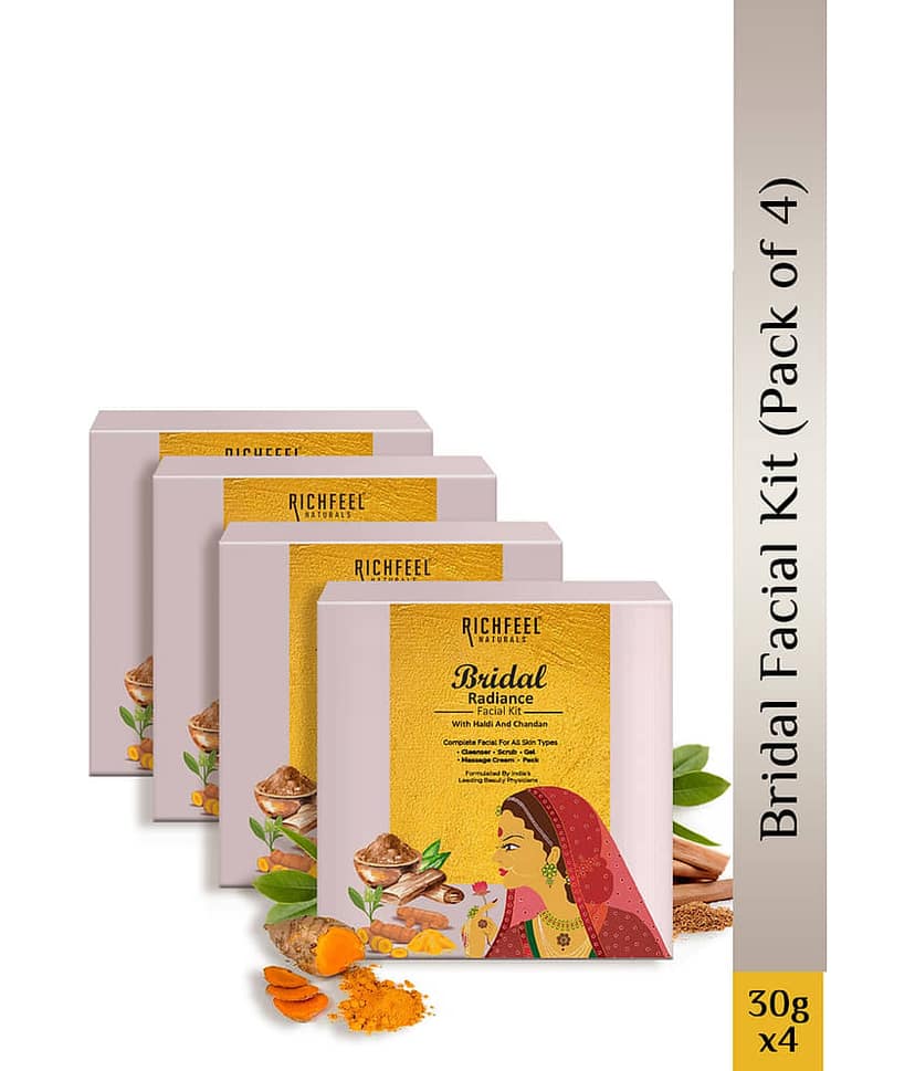 Richfeel 1 Time Use Facial Kit For Normal Skin Saffron 4 ( Pack of 4 )