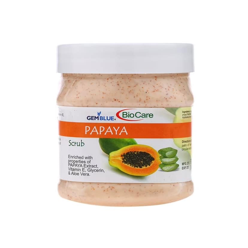 Gemblue BioCare Papaya Face And Body Scrub, Natural Skin Lightener & Detoxifier, 500 ml