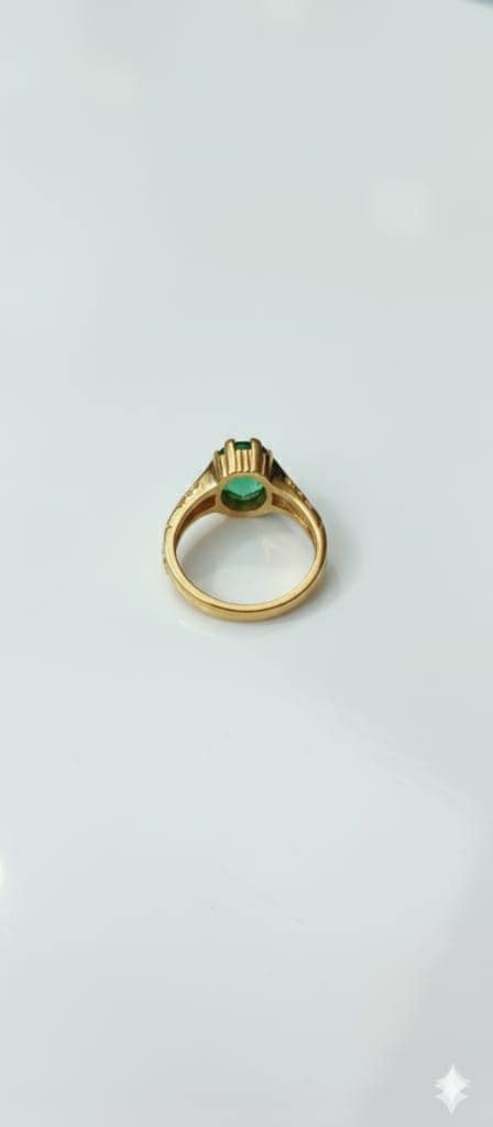 Kundan Bloom Gold Finger Ring(green stone) view 2