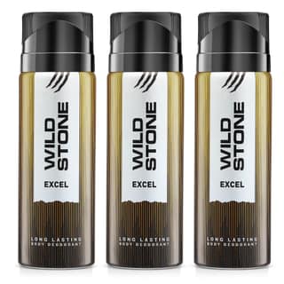 Wild Stone Excel Deodorant for Men, 150ml(Pack of 3) | Best Deo for Office | A Long-Lasting Body Spray for Men | Excel Body Spray with Woody Fragrance