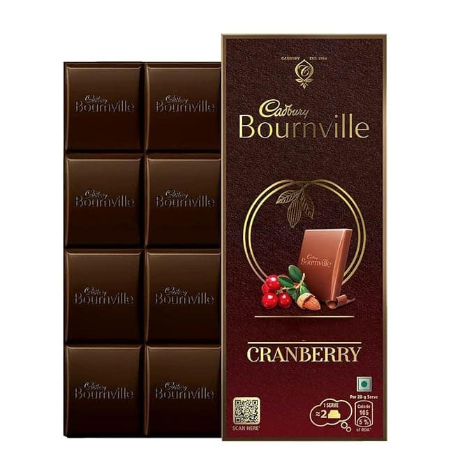 Cadbury Bournville Cranberry Dark Chocolate Bar, 80 g