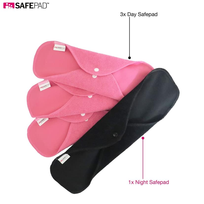 SAFEPAD REUSABLE & ANTIMICROBIAL SANITARY PADS (PINK & BLACK COMBO) view 3