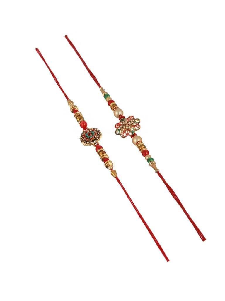 Set Of 2 Kundan Pearl Beaded Rakhi with Roli Chawal view 4
