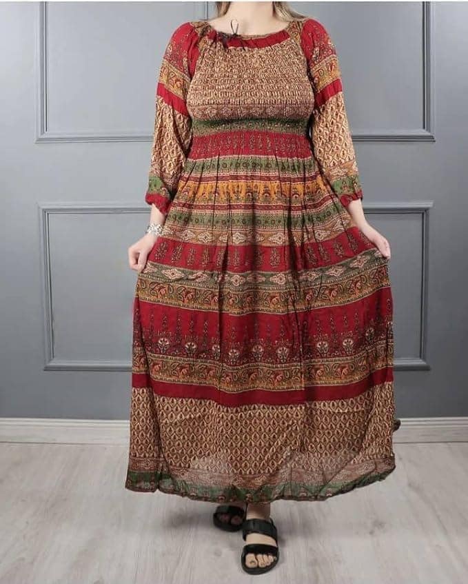 Ukal Women's Cotton Dress Jaipuri Sanganeri Print Midi Long Dress Printed Flare Maxi Dress A-Line Gown Dress Maxi Skirt, Mandala (Free Size) view 2