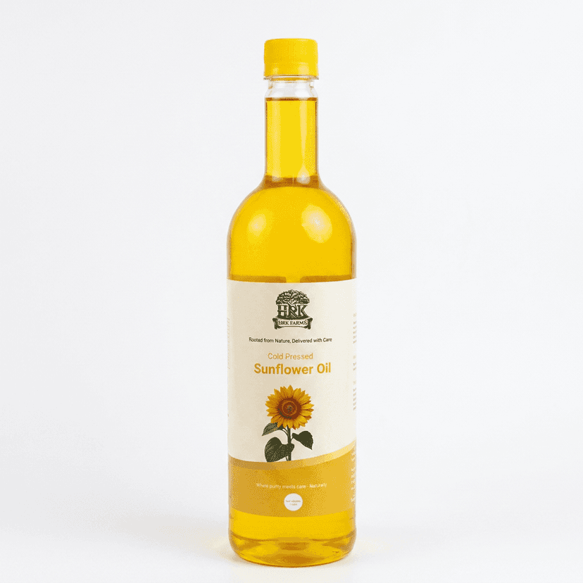 HRK Farms Cold Pressed Sunflower Oil | 100% Pure Sunflower Oil | Unrefined & Zero Additives | Wood Pressed Sunflower Oil for Daily Cooking | Kachi Ghani Oil | Sunflower Oil Oil 1 L view 4