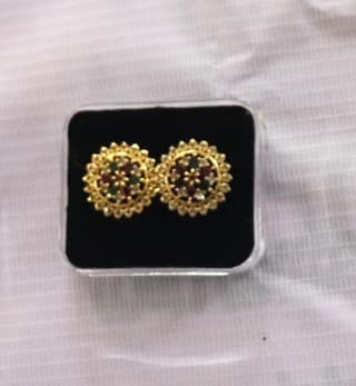 Gold Plated Kundan and Pearl Stud Earrings