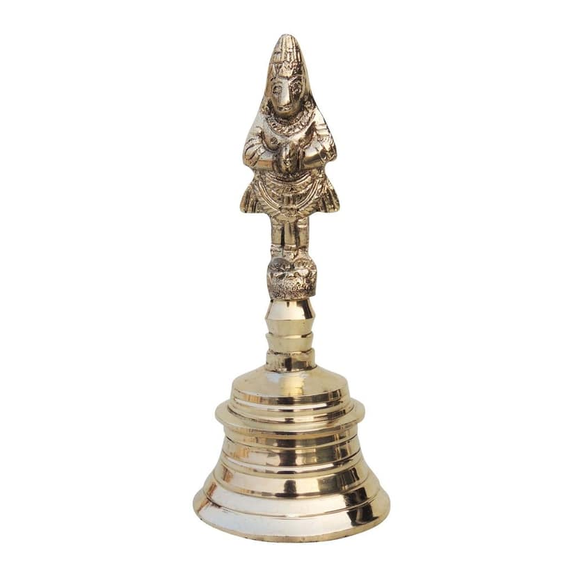 Brass Pooja Hand Bell, Hanuman Ghanti, Height : 6.3 Inch (FMAS677 G) view 2