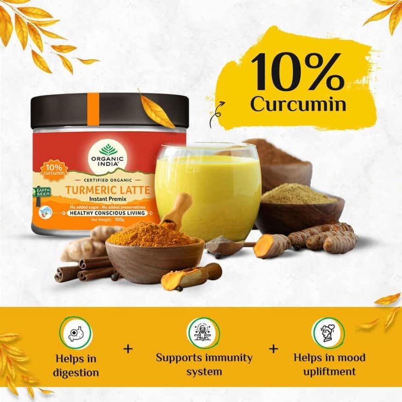 ORGANIC INDIA Turmeric Latte 100 gm (Instant Premix) view 2