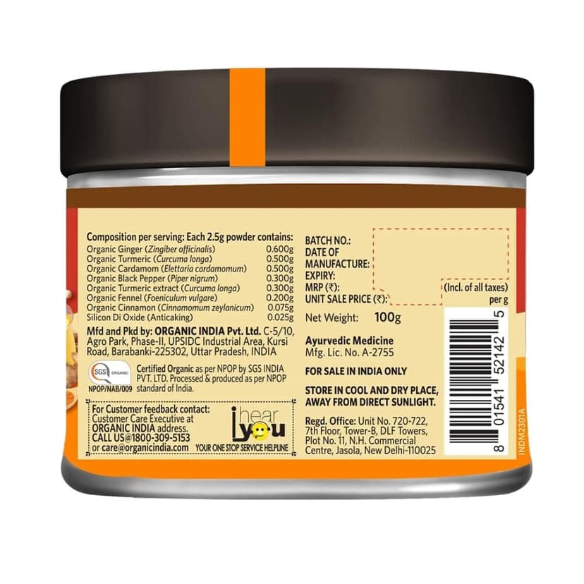 ORGANIC INDIA Turmeric Latte 100 gm (Instant Premix) view 3