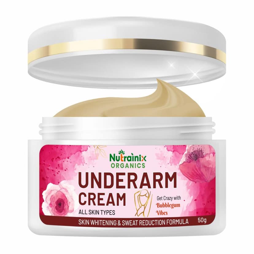 Nutrainix Organics Underarm Cream - Underarm Brightening Cream, Dark Spot Corrector + Soothing Hydration for Silky, Confident Skin - 50g