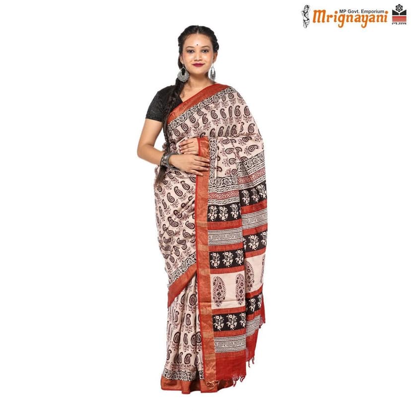 HANDLOOM MAHESHWARI SAREE WITH BLOUSE (SKU - 1SM103250622, SAREE - 1193)
