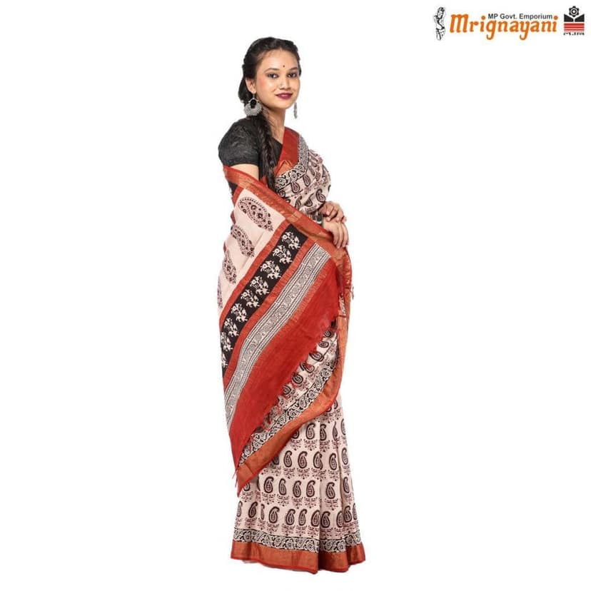 HANDLOOM MAHESHWARI SAREE WITH BLOUSE (SKU - 1SM103250622, SAREE - 1193) view 2