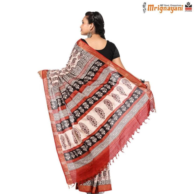 HANDLOOM MAHESHWARI SAREE WITH BLOUSE (SKU - 1SM103250622, SAREE - 1193) view 4