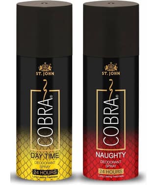 ST.JOHN Cobra Day Time & Naughty Deodorant Spray for Men 150ml Each (300ml)- Pack of 2