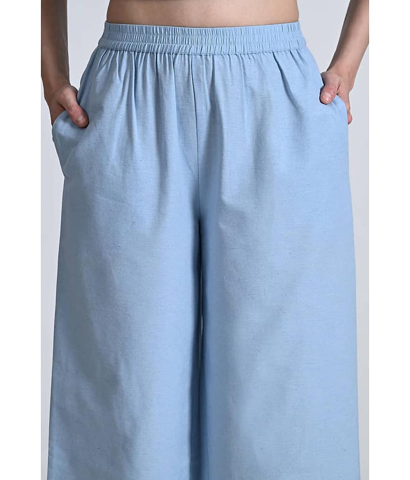 ALL WAYS YOU Pack of 1 Cotton Blend Straight Women's Palazzos ( Light Blue ) view 2