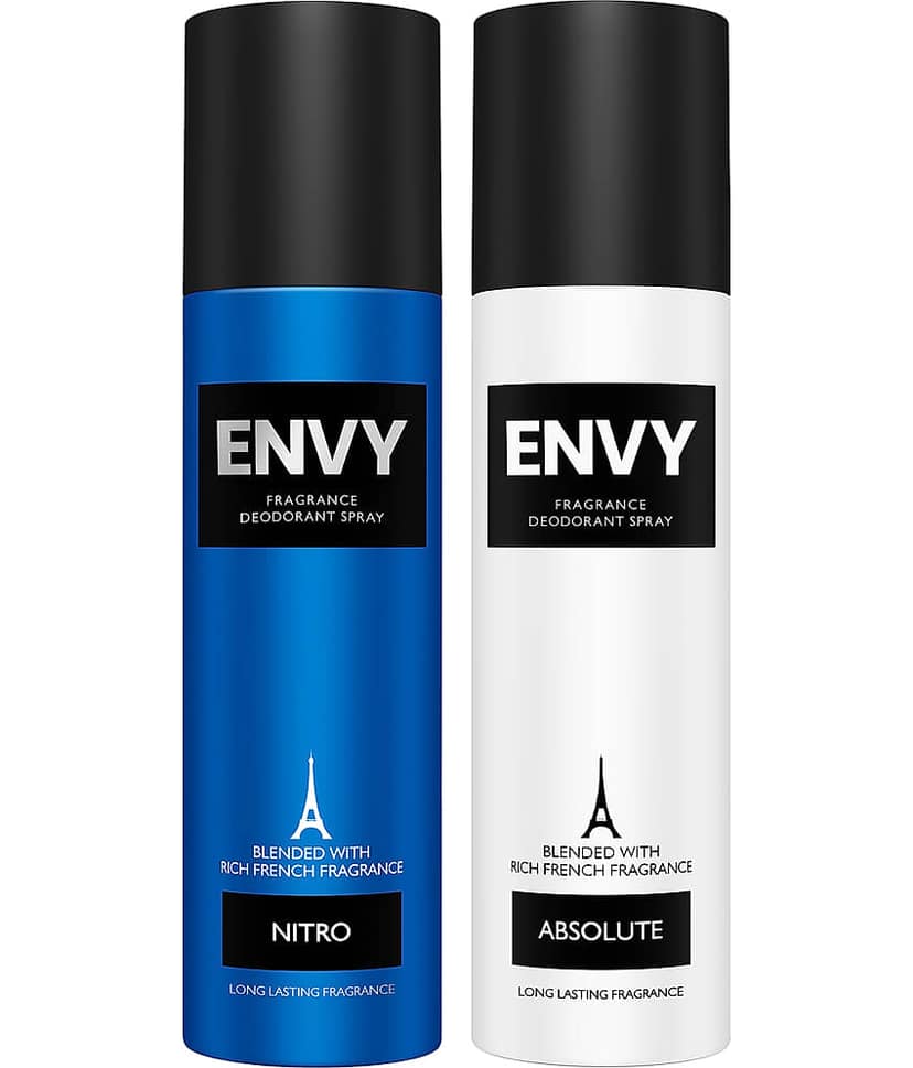 Envy Absolute & Nitro 120 ml Each Deodorant Spray for Men 240 ml ( Pack of 2 )