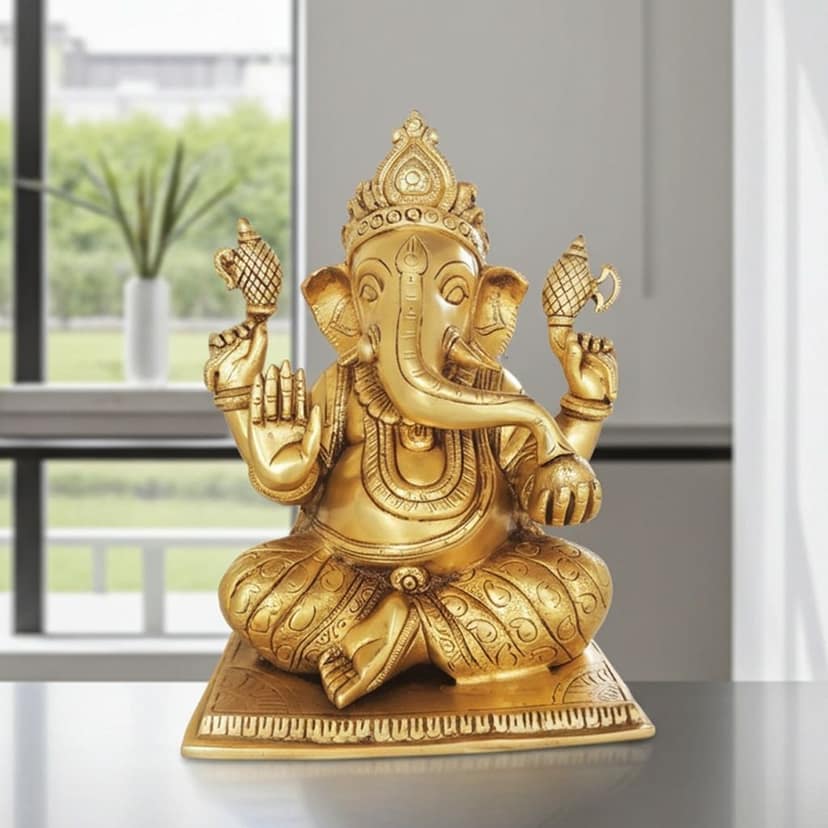 Brass Showpiece Ganesh Ji God Idol Statue (BSMAS1588 F)