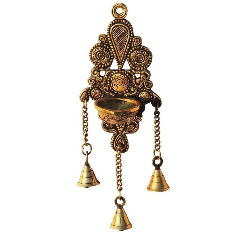 Brass Showpiece Bell With Deepak God Idol Statue (BSMAS1421 C) view 2
