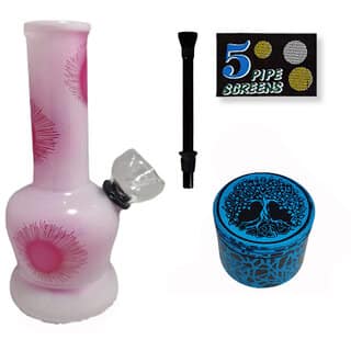 Farman Handicrafts 5 Inch Glass Bong Water Smoking Pipe (Pack of 1)