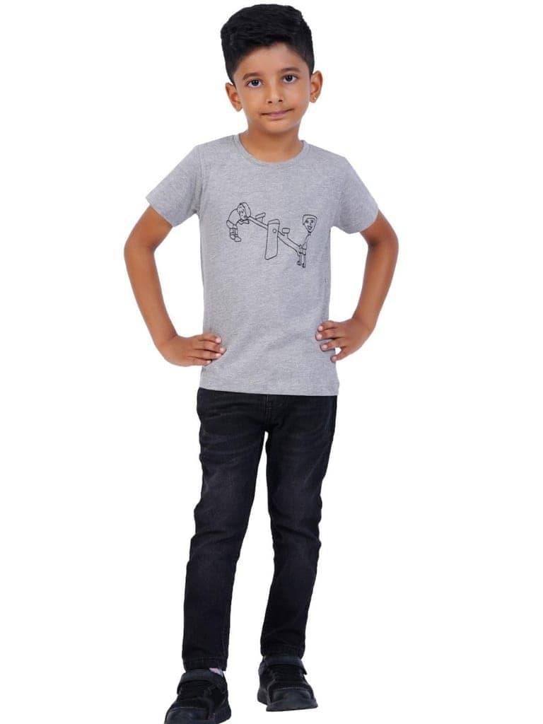 AIR GARB Boys Round Neck Printed Cotton T-shirt for 2-3 Years - Pack of 2 (K23-TGR-SG) Multicolour view 5