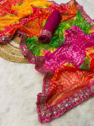 Beautiful Designer Bollywood Georgette fabric with beautiful print and with heavy sequence work Saree