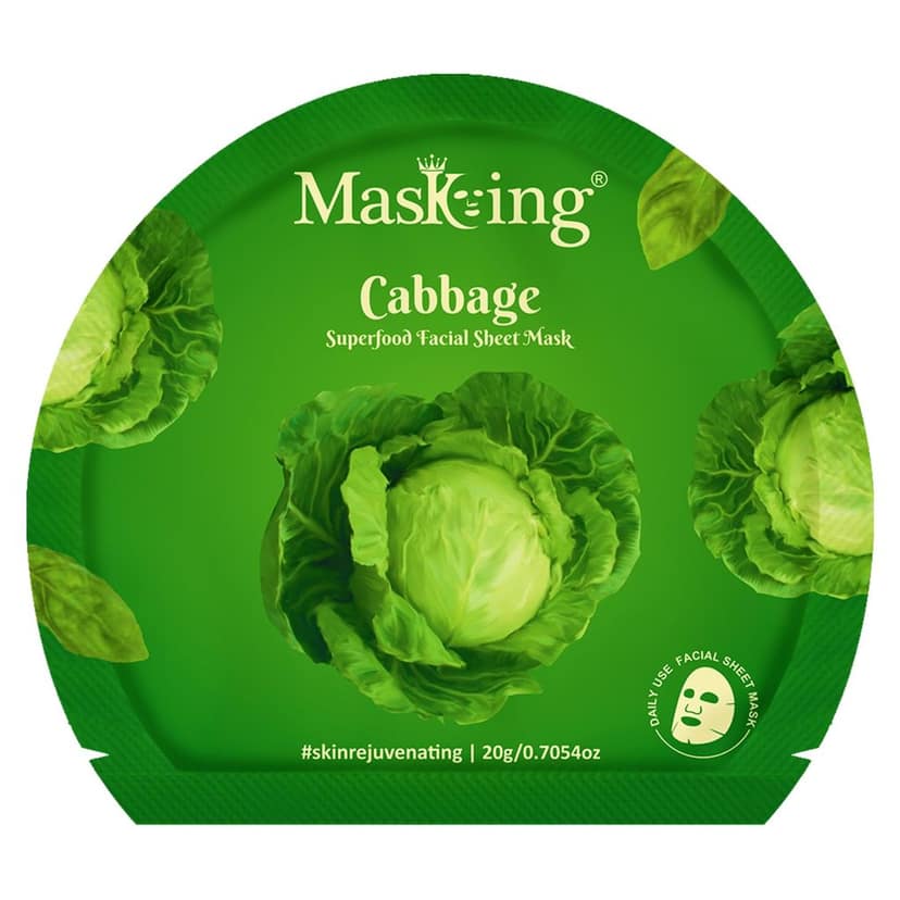 Superfood Cabbage Sheet Mask for Skin glowing, hydrating for Women, Pack of 1