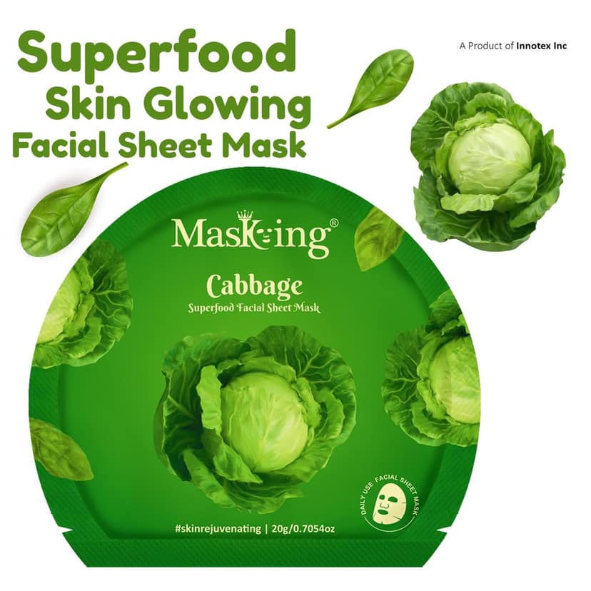 Superfood Cabbage Sheet Mask for Skin glowing, hydrating for Women, Pack of 1 view 2