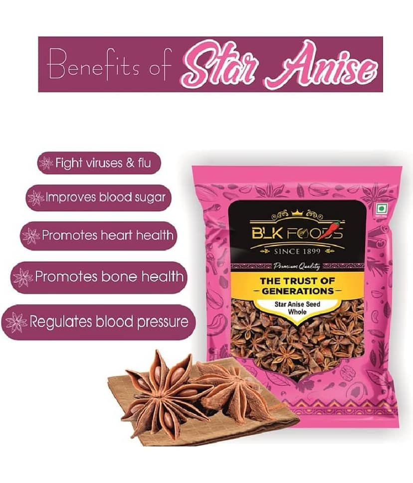 BLK FOODS _Select Star Anise Seed Whole (Badiyan) 100g 100 gm view 3