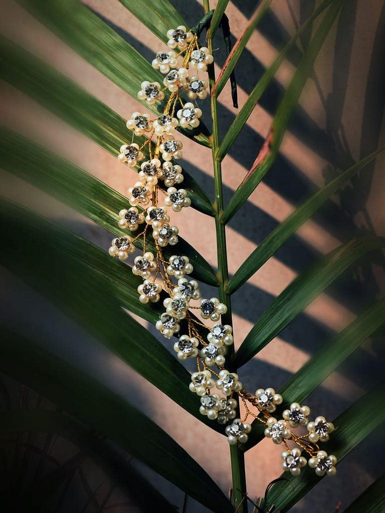 Gold Toned White Pearl Beaded Tiara for Girls & Women view 2