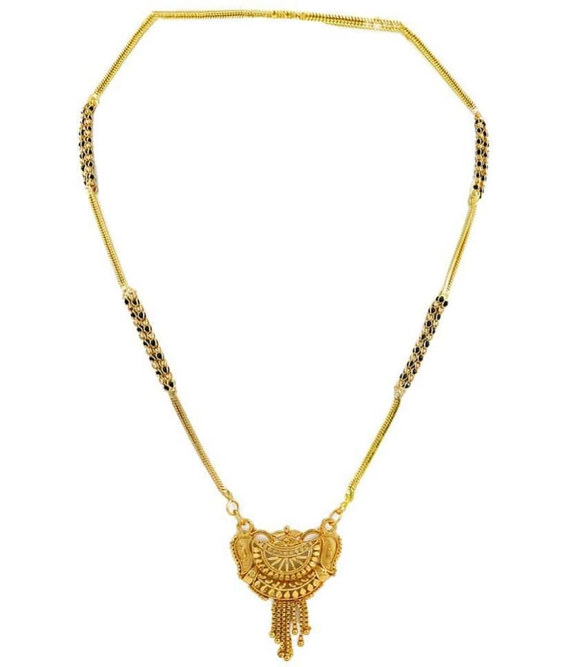 shankhraj mall gold plated black bead long mangalsutra for women-10042 view 2