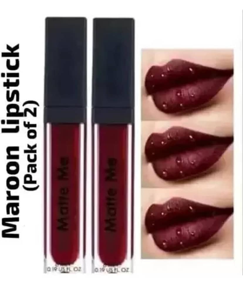 BLUSHIS Long Lasting Maroon Matte Lipstick (Pack of 2)