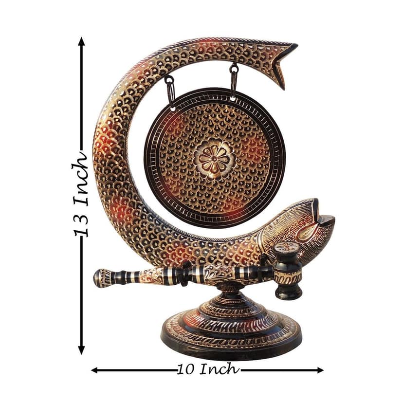 Brass Fish Shape Dinner Bell - Premium Home Decor & Puja Bell, Height : 13 Inch (ANMAS172 C) view 2